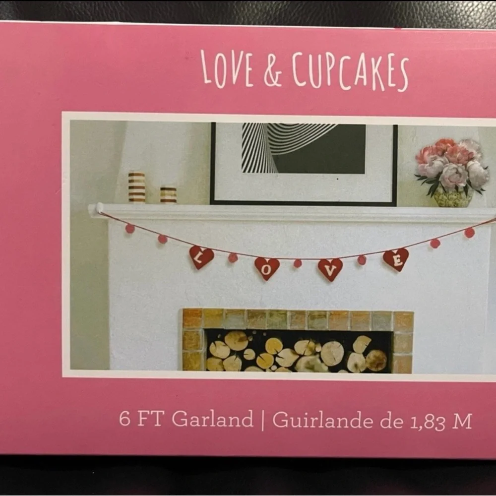 Valentines Love & Cupcakes Hearts LOVE Garland - Felt Hearts Garland LOVE